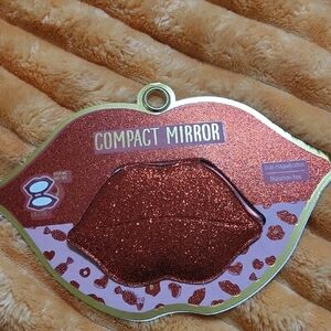 Red Glitter Lip-Shaped Compact Mirror